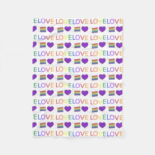 LOVE Rainbow Wedding Cake Paars Heart Gay Pride Fleece Deken (Voorkant)
