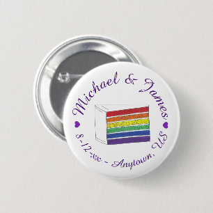 LOVE Rainbow Wedding Cake Paars Heart Gay Pride Ronde Button 5,7 Cm