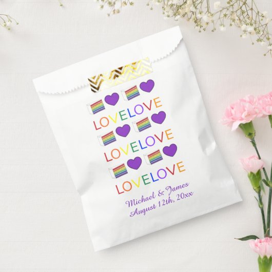 LOVE Rainbow Wedding Cake Paarse Heart Pride Bedankzakje (Gezegeld)