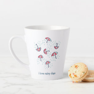 Love Rainy Days Fun Raining Cartoon Umbrella Latte Mok