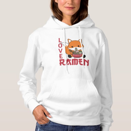 Love Ramen Cute Fox Kawaii Foxes Hoodie (Voorkant)