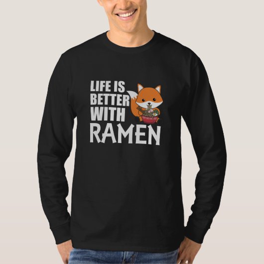 Love Ramen Cute Fox Kawaii Foxes T-shirt (Voorkant)