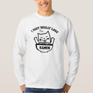 Love Ramen Japans Noodles Kawaii Anime Cat T-Shi T-shirt
