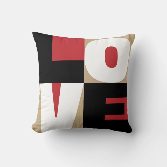 Love Red Black Gold Clean-Cut Letter Art Design Kussen (Voorkant)