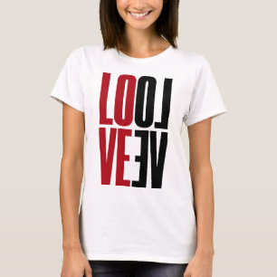 Love Red Black Vertical Mirror High Typografie T-shirt