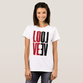 Love Red Black Vertical Mirror High Typografie T-shirt (Voorkant volledig)