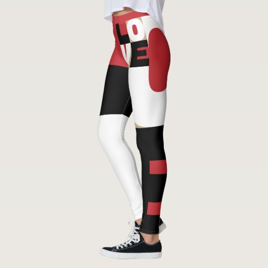 Love Red Black White Original Dynamic Trendy Girly Leggings (Links)