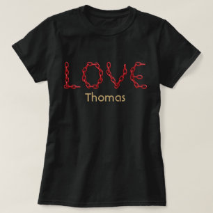 Love Red Chain Letters Gold Gepersonaliseerd Name T-shirt