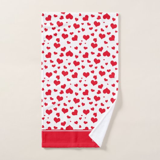"Love" Red en White Random Heart Random Pattern Bad Handdoek (Handdoek)