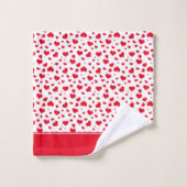 "Love" Red en White Random Heart Random Pattern Bad Handdoek (Wasdoekje)