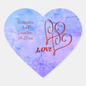 Love Red Entwined Hearts Personalized Wedding Hart Sticker (Voorkant)