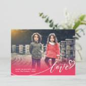 LOVE Red Fade Valentijnsdag Fotokaart Feestdagenkaart (Staand voorkant)