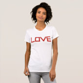 Love Red Glitter Letters Gold Border T-shirt (Voorkant volledig)