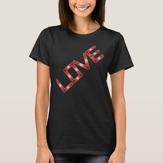 Love Red Gold Glitter Border White Glow T-shirt (Voorkant)