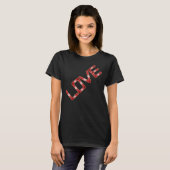 Love Red Gold Glitter Border White Glow T-shirt (Voorkant volledig)