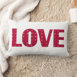 LOVE Red Gold Hearts Valentijnsdag Kussen