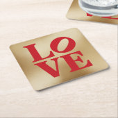 LOVE Red Gold Typography Onderzetter Set (Schuin)
