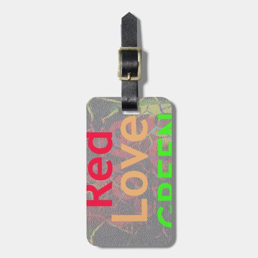 LOVE RED GOLDEN GREEN BAGAGELABEL (Voorkant verticaal)