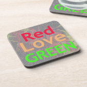 LOVE RED GOLDEN GREEN BIER ONDERZETTER (Linkerzijde)