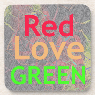 LOVE RED GOLDEN GREEN BIER ONDERZETTER
