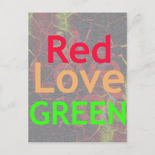 LOVE RED GOLDEN GREEN BRIEFKAART