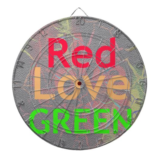 LOVE RED GOLDEN GREEN DARTBORD (Voorkant)