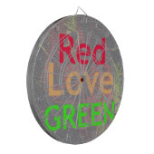 LOVE RED GOLDEN GREEN DARTBORD (Voorkant Links)