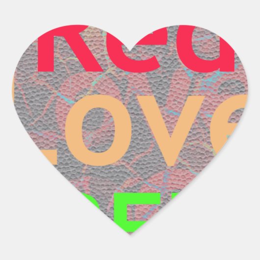 LOVE RED GOLDEN GREEN HART STICKER (Voorkant)