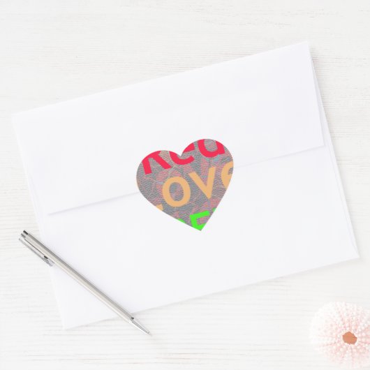 LOVE RED GOLDEN GREEN HART STICKER (Envelop)