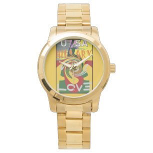 Love Red Golden Green Horloge