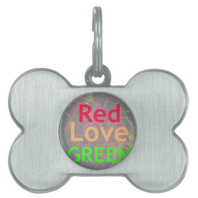 LOVE RED GOLDEN GREEN HUISDIEREN NAAMPLAATJE (voorkant)