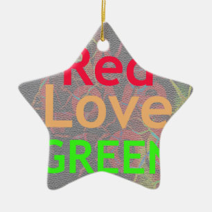 LOVE RED GOLDEN GREEN KERAMISCH ORNAMENT