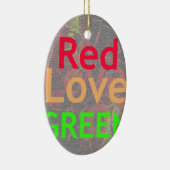 LOVE RED GOLDEN GREEN KERAMISCH ORNAMENT (Rechts)