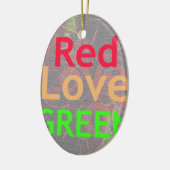 LOVE RED GOLDEN GREEN KERAMISCH ORNAMENT (Links)