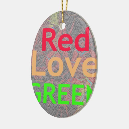 LOVE RED GOLDEN GREEN KERAMISCH ORNAMENT (Links)