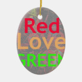 LOVE RED GOLDEN GREEN KERAMISCH ORNAMENT (Voorkant)