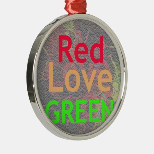 LOVE RED GOLDEN GREEN METALEN ORNAMENT (Rechts)