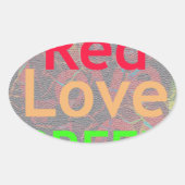 LOVE RED GOLDEN GREEN OVALE STICKER (Voorkant)