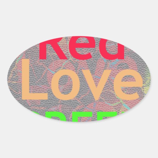 LOVE RED GOLDEN GREEN OVALE STICKER (Voorkant)