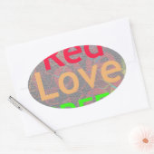 LOVE RED GOLDEN GREEN OVALE STICKER (Envelop)