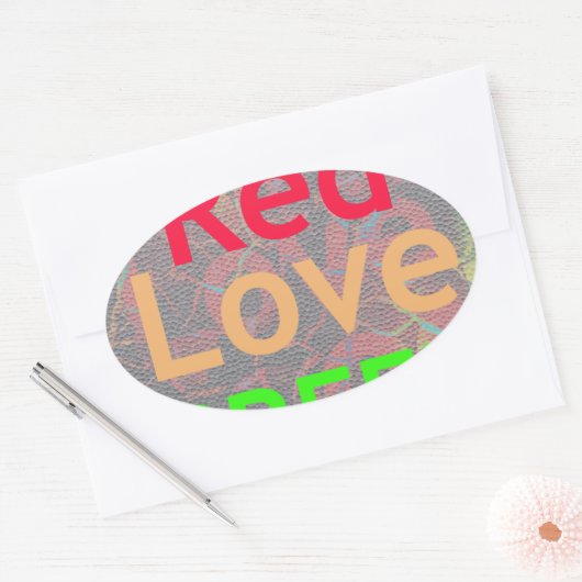 LOVE RED GOLDEN GREEN OVALE STICKER (Envelop)