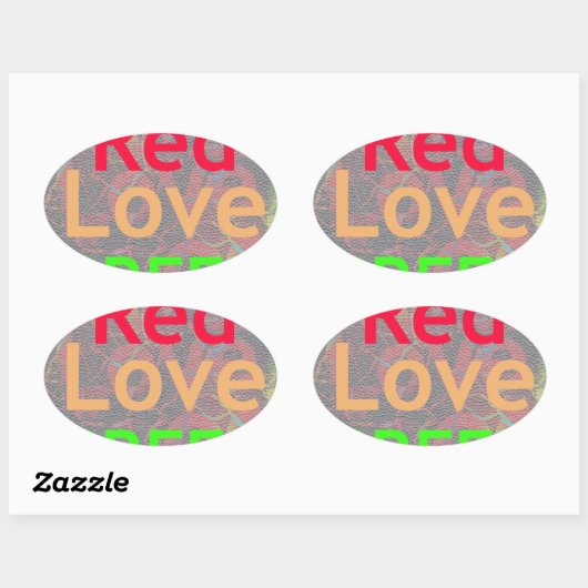 LOVE RED GOLDEN GREEN OVALE STICKER (Vel)