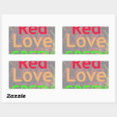 LOVE RED GOLDEN GREEN RECHTHOEKIGE STICKER (Vel)