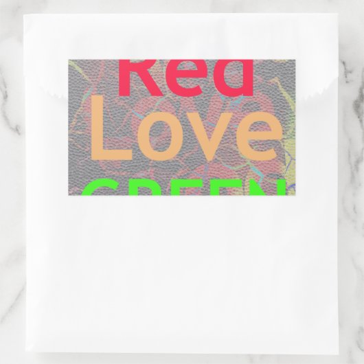 LOVE RED GOLDEN GREEN RECHTHOEKIGE STICKER (Tas)