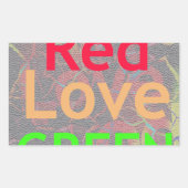 LOVE RED GOLDEN GREEN RECHTHOEKIGE STICKER (Voorkant)