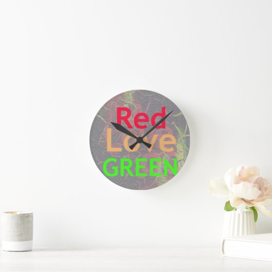 LOVE RED GOLDEN GREEN RONDE KLOK (Huis)