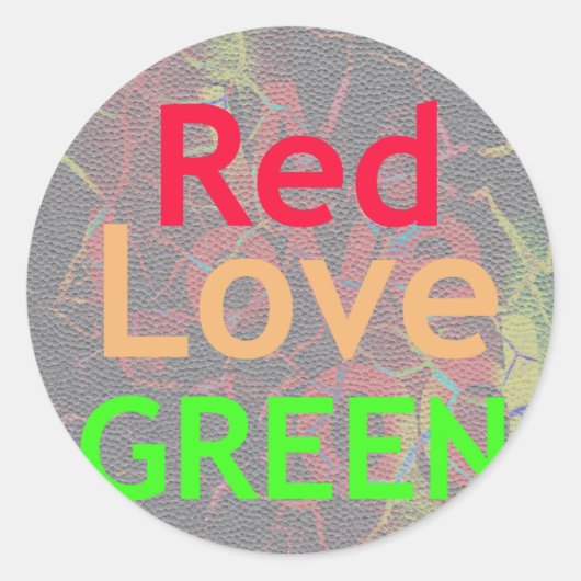 LOVE RED GOLDEN GREEN RONDE STICKER (Voorkant)