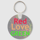 LOVE RED GOLDEN GREEN SLEUTELHANGER (Voorkant)