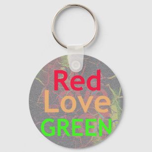 LOVE RED GOLDEN GREEN SLEUTELHANGER