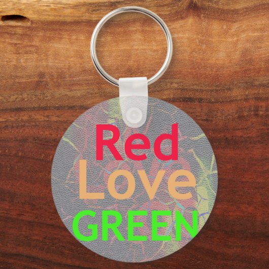 LOVE RED GOLDEN GREEN SLEUTELHANGER (Voorkant)